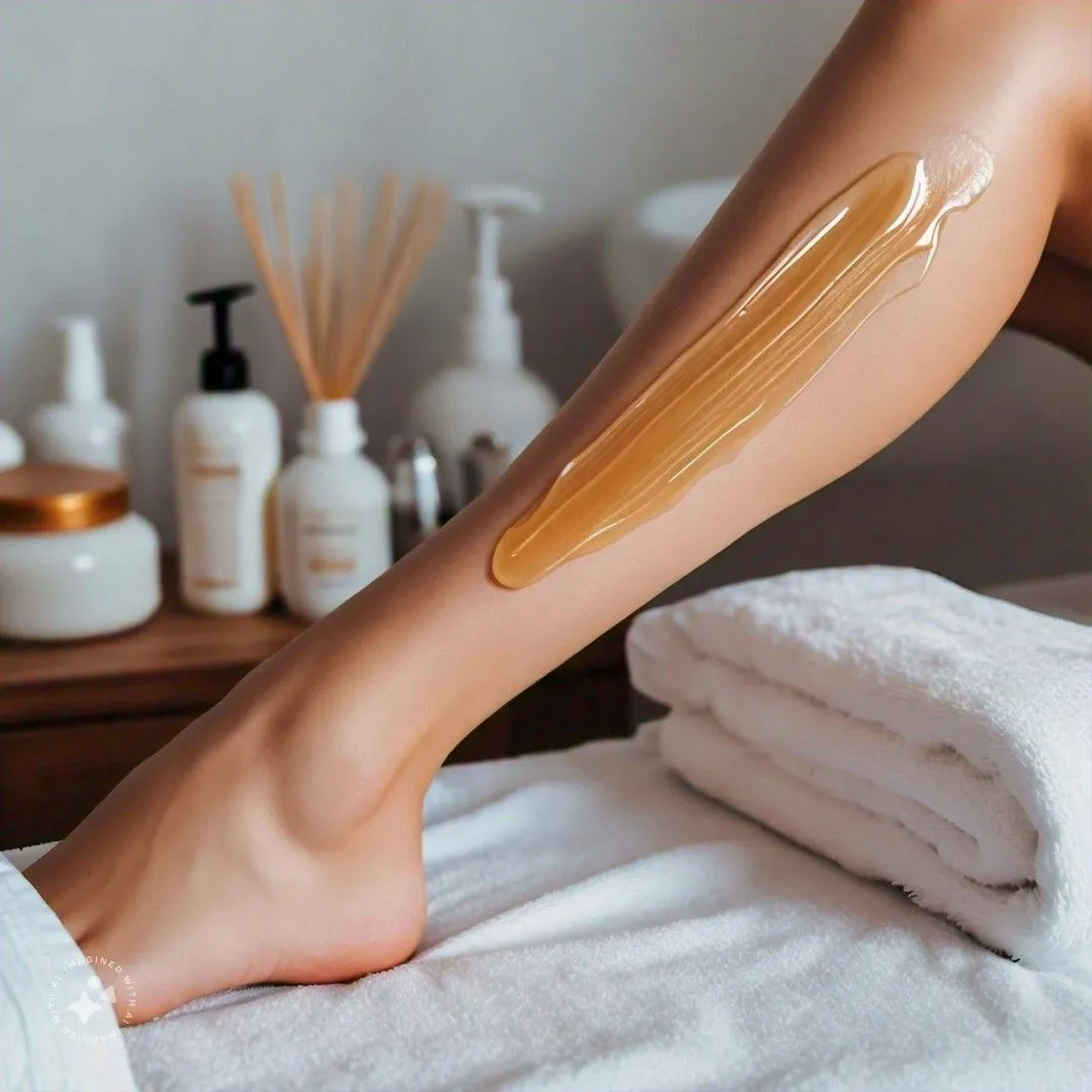 Leg with honey waxing strip