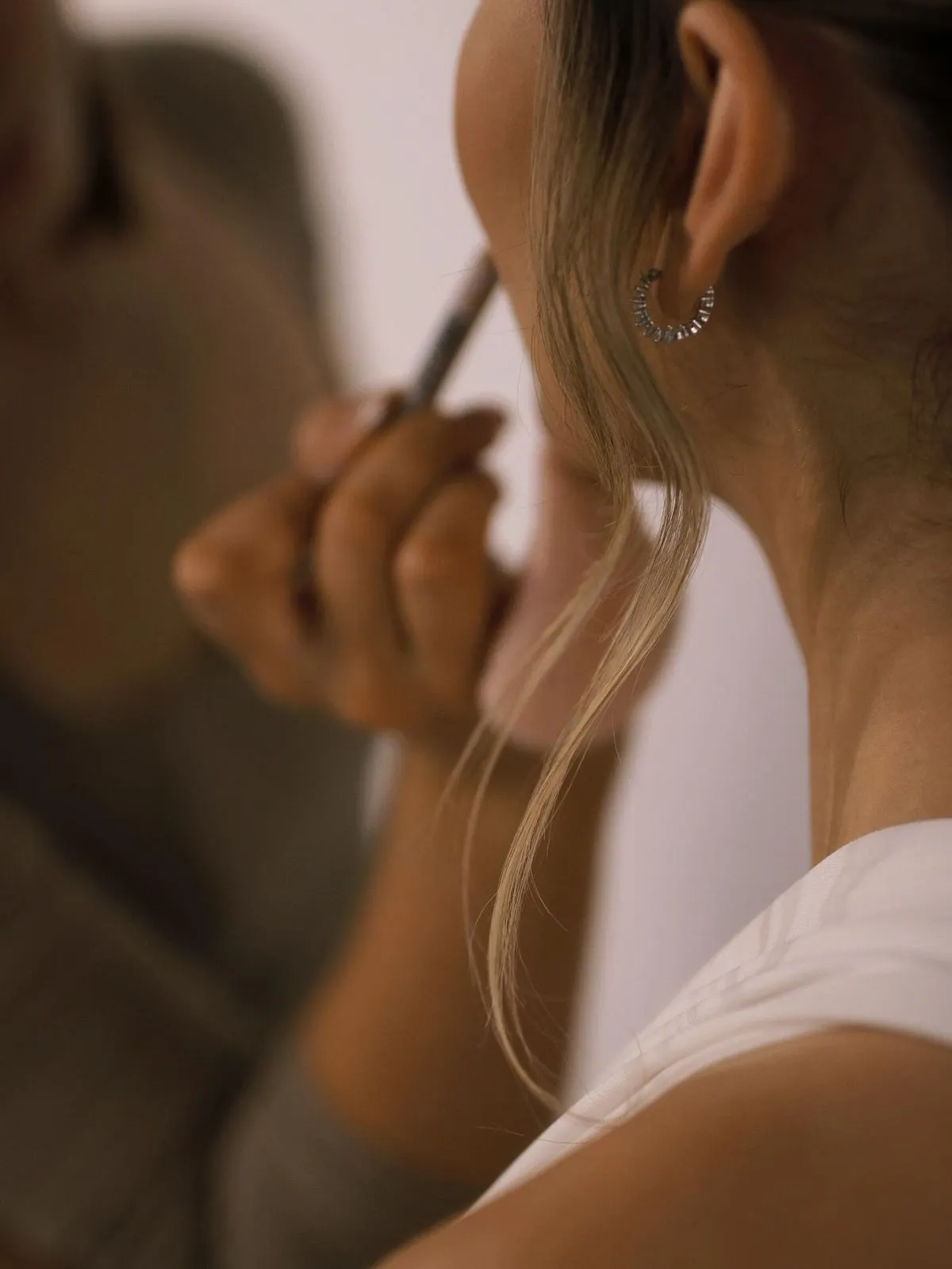 Close-up of makeup application