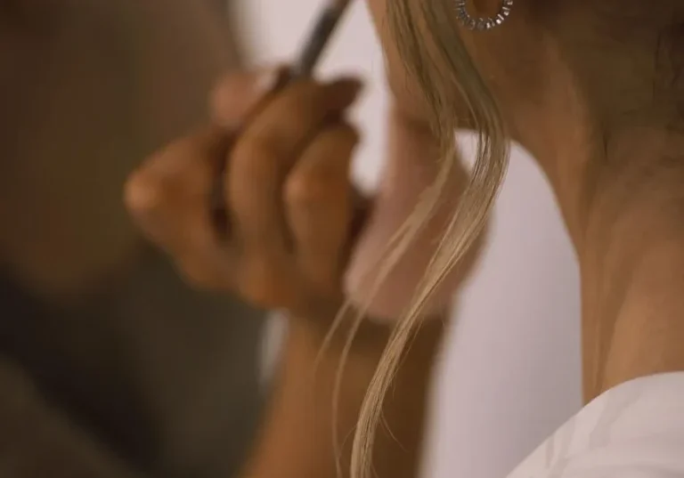 Close-up of makeup application